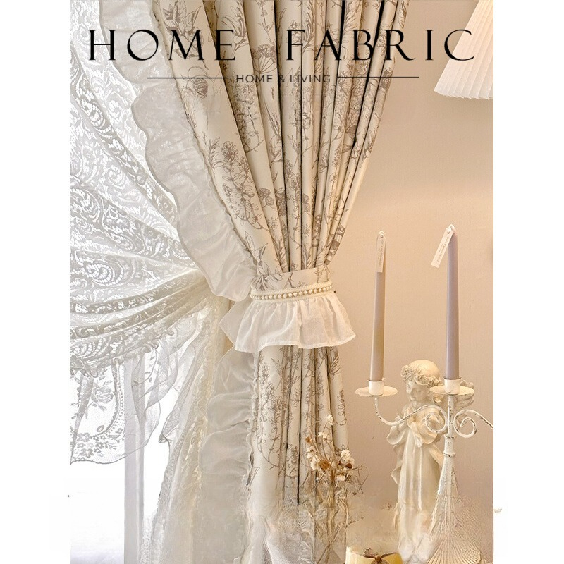 Home Fragrance In French - Renda Berwarna Krem Muda Rococo Retro